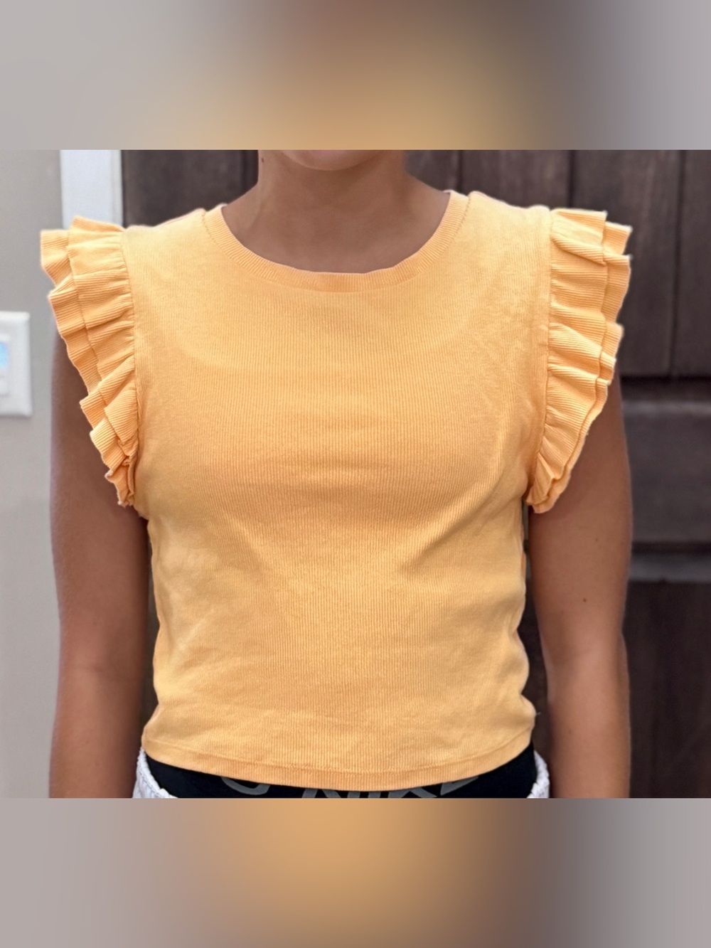 Ruffled Sleeve Crewneck Tank